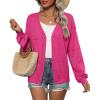 Zeagoo 2025 Womens Cardigan Casual Long Sleeve Lightweight Crochet Shrug V Neck Tops Button Down Soft Knit Sweater(Rose Red)