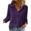 Zeagoo Blouse for Women Dressy Long Sleeve Button Down Shirts Business Casual Outfit Lightweight Solid/Printed Tops(Z Deep Purple)
