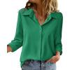 Zeagoo Blouse for Women Dressy Long Sleeve Button Down Shirts Business Casual Outfit Lightweight Solid/Printed Tops(Z Evergreen)