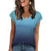 Zeagoo Blouses for Women Fashion 2025 Trendy Dressy Cap Sleeve Summer Shirts V Neck Tops Vacation t Shirts XXL