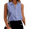 Zeagoo Plus Size Tops Button Down Sleeveless Shirt Blouse for Women Dressy Casual Cute Summer 2026 Trendy Clothes Blue Stripe