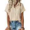 Zeagoo Short Sleeve Button Up Shirts for Women Business Casual Tops Lightweight 2026 Summer Blouses Khaki M