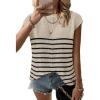 Zeagoo Sleeveless Tops for Women Crew Neck Knit Cute Summer Sweaters Stripes Cream X-Large
