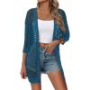 Zeagoo Women’s 2026 Summer Crochet Lightweight Cardigan Short Sleeve Boho Kimono Oversized Open Front Sweater Tops Lake Blue