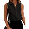 Zeagoo Women’s Blouses for Women Dressy Casual Button Down V Neck Tank Tops Office Work Sleeveless Shirts Black
