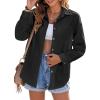Zeagoo Womens Color Block Button Down Shirts Long Sleeve Linen Shirt Oversized Cotton Blouses Tops with Bust Pocket(S Black)