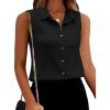 Zeagoo Womens Sleeveless Button Down Shirts Summer Casual Tank Tops Solid V Neck Tshirt Going Out Blouses 2025 Trendy Black