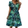 Zeagoo Womens Summer Dress Mini Petal Short Sleeve Dresses Pleated Button Down V Neck Floral Beach Swing Vacation Dress 2026(Leaf Green 2)