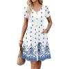 Zeagoo Womens Summer Dress Mini Petal Short Sleeve Dresses Pleated Button Down V Neck Floral Beach Swing Vacation Dress 2026(Yg1)