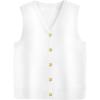 Zeagoo Womens Sweater Vest V Neck Button Down Shirts Trendy Knit Sleeveless Cardigan Top Shirt S-XXL(White)