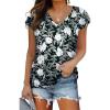 Zeagoo Womens Tops Summer Basic T Shirts Business Casual Loose Fit Cap Sleeve Tee Trendy Fashion Clothes Flower Black