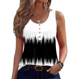Zeagoo Tank Top for Women 2026 Summer Loose Fit Sleeveless Pleated Flowy Floral Tunic Dressy Blouse(Jb204)