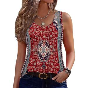 Zeagoo Tank Top for Women 2026 Summer Loose Fit Sleeveless Pleated Flowy Floral Tunic Dressy Blouse(Mz870)