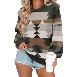 Zeagoo Women Crewneck Sweatshirts Pullover Tops Long Sleeve Shirt Loose Fit Sweaters Casual Fall Outfits Clothes 2025(Print)