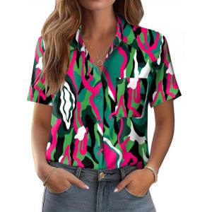 Zeagoo Womens Button Down Shirt Bust Pocket Short Sleeve Blouses Business Casual Work Tops Summer Outfits(Cx254)