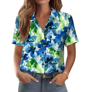 Zeagoo Womens Button Down Shirt Bust Pocket Short Sleeve Blouses Business Casual Work Tops Summer Outfits(Wf32)