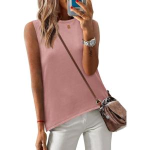 Zeagoo Womens Sleeveless Sweater Vest Crewneck Knit Loose Sweater Tank Tops Lightweight Shirts Blouses 2026(Dusty Pink)