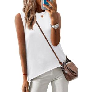 Zeagoo Womens Sleeveless Sweater Vest Crewneck Knit Loose Sweater Tank Tops Lightweight Shirts Blouses 2026(White)