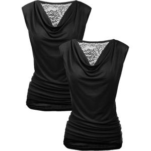 Zeagoo Womens Tank Tops 2 Pack Trendy Going Out Tops Sleeveless Shirts Ruched Business Casual Basic Tunic Tops Outfits(B-black&black)