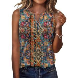 Zeagoo Womens Tank Tops 2026 Loose V Neck Spring Summer Tops Business Dressy Sleeveless Shirts(Multicolor 721)