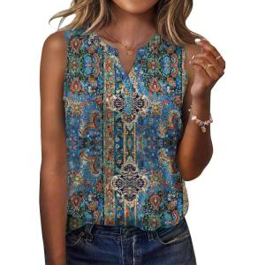Zeagoo Womens Tank Tops 2026 Loose V Neck Spring Summer Tops Business Dressy Sleeveless Shirts(Multicolor 779)