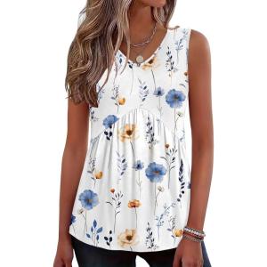 Zeagoo Womens Tank Tops 2026 Summer Flowy Peplum Casual V Neck Babydoll Sleeveless Tops S-3X(Bf290)