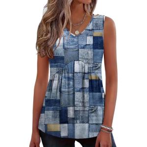 Zeagoo Womens Tank Tops 2026 Summer Flowy Peplum Casual V Neck Babydoll Sleeveless Tops S-3X(Jh510)