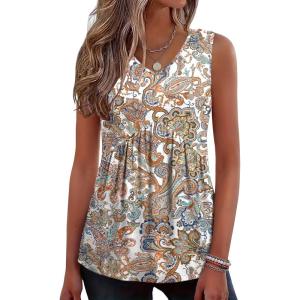 Zeagoo Womens Tank Tops 2026 Summer Flowy Peplum Casual V Neck Babydoll Sleeveless Tops S-3X(Mz453)