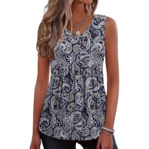 Zeagoo Womens Tank Tops 2026 Summer Flowy Peplum Casual V Neck Babydoll Sleeveless Tops S-3X(Mz473)