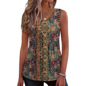 Zeagoo Womens Tank Tops 2026 Summer Flowy Peplum Casual V Neck Babydoll Sleeveless Tops S-3X(Mz721)