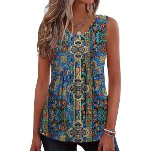 Zeagoo Womens Tank Tops 2026 Summer Flowy Peplum Casual V Neck Babydoll Sleeveless Tops S-3X(Mz779)