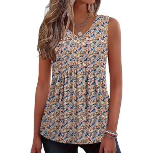 Zeagoo Womens Tank Tops 2026 Summer Flowy Peplum Casual V Neck Babydoll Sleeveless Tops S-3X(Xh498)