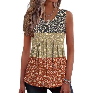 Zeagoo Womens Tank Tops 2026 Summer Flowy Peplum Casual V Neck Babydoll Sleeveless Tops S-3X(Xh553)