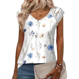Zeagoo Womens Tops Cute Loose Tank Tops Trendy Casual Dressy Shirts V Neck Cap Sleeve Tops Summer Outfits(Bf112)