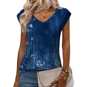 Zeagoo Womens Tops Cute Loose Tank Tops Trendy Casual Dressy Shirts V Neck Cap Sleeve Tops Summer Outfits(Mz845)