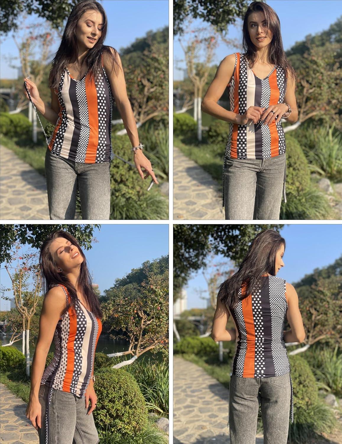 imageZeagoo Ruched Tank Tops Summer V Neck Slim Fit Side Drawstring Casual Dressy Sleeveless Shirts