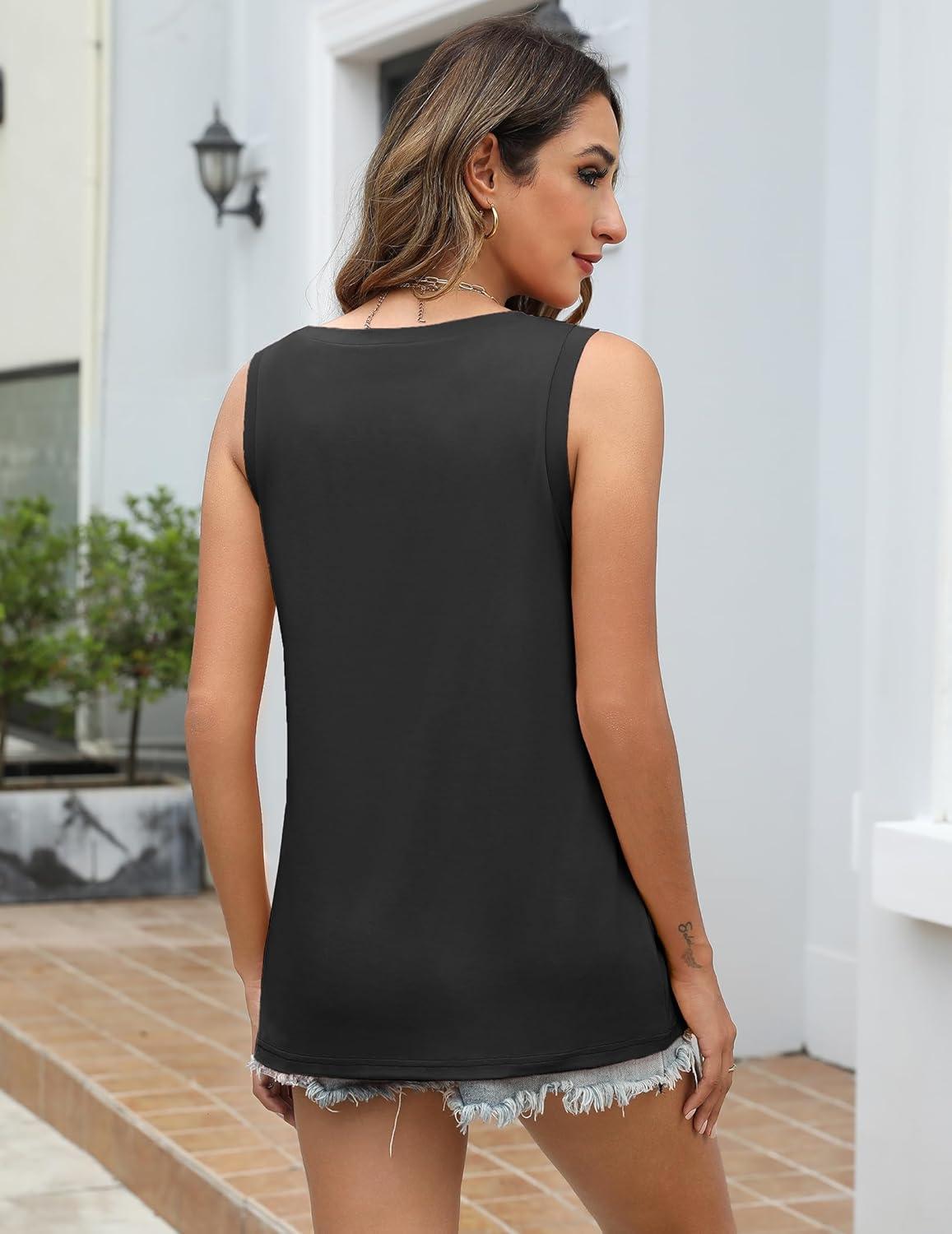 imageZeagoo Womens 3 Pack Tank Tops 2026 Loose Fit High Neck Summer Top Dressy Casual Sleeveless Shirts with Pocket3black green pink