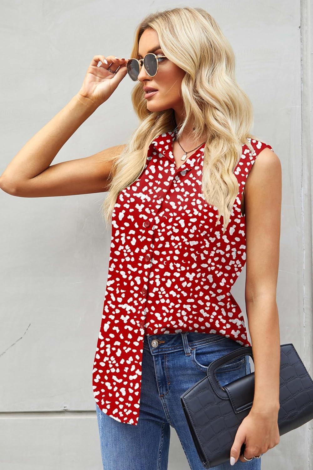 imageZeagoo Womens Sleeveless Button Down Shirts Blouses Casual Loose V Neck Tank Tops for Work SXXLJh590