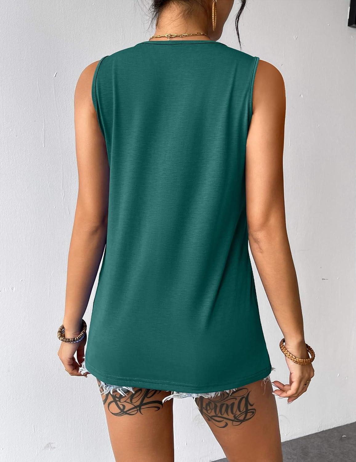 imageZeagoo Womens Summer Tank Tops Sleeveless Loose Fit Tunic Blouses Dressy Casual Pleated Front Scoop Neck Boho ShirtsPeacock Blue