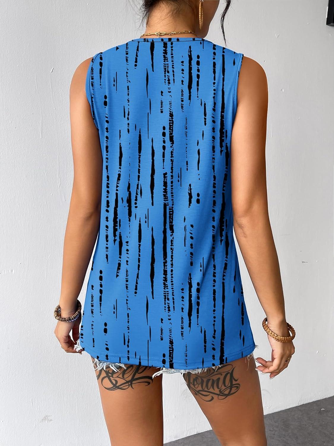 imageZeagoo Womens Summer Tank Tops Sleeveless Loose Fit Tunic Blouses Dressy Casual Pleated Front Scoop Neck Boho ShirtsZr459