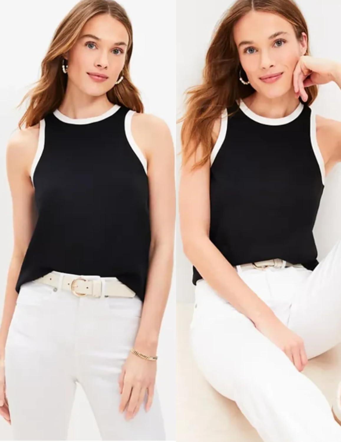 imageZeagoo Womens Tank Top Racerback Crowl Neck Casual Basic Ribbed Knit Fitted Sleeveless Shirts SXXLBlack