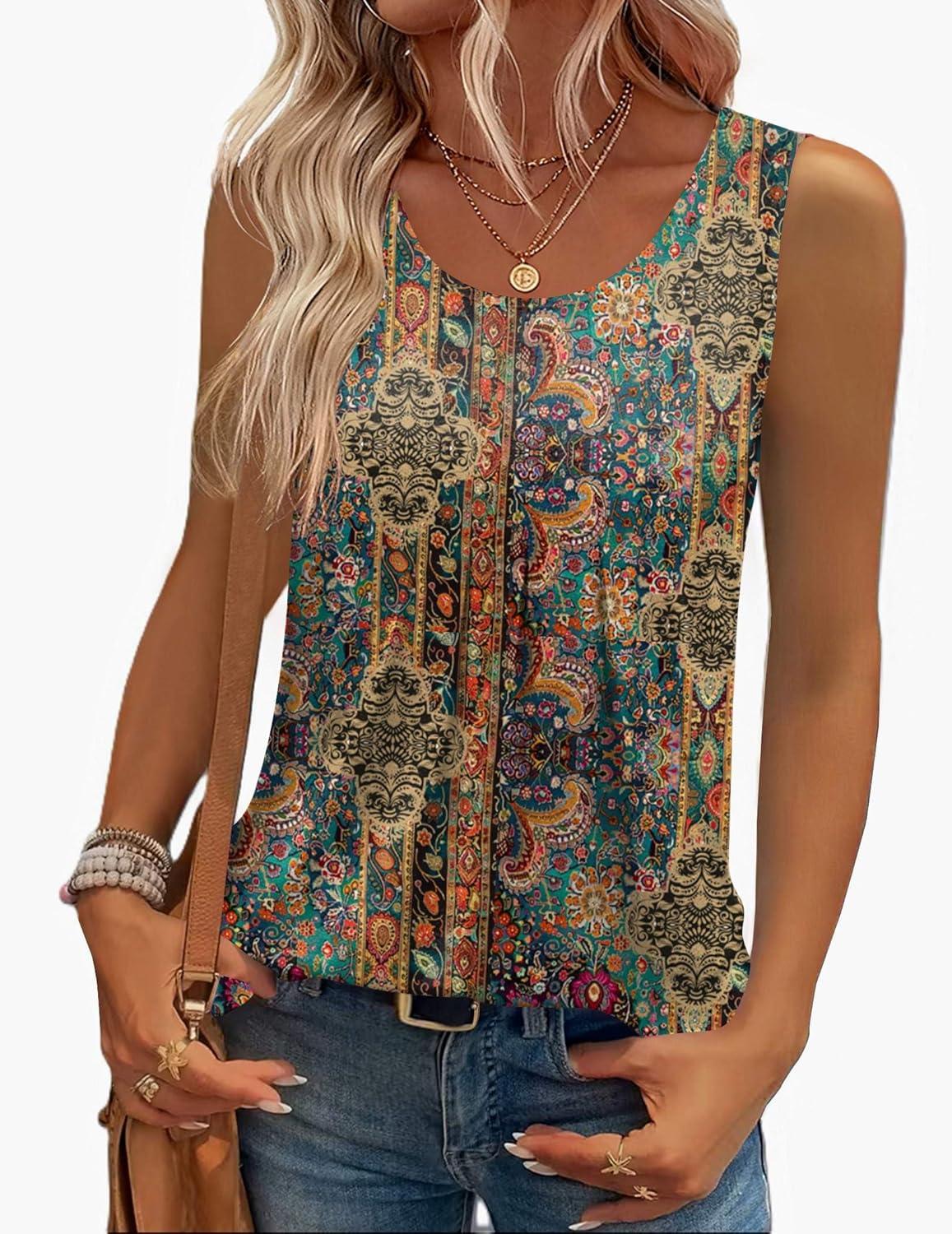 imageZeagoo Womens Tank Tops Sleeveless Pleated Crew Neck Summer Tunic Tops Dressy Loose Fit Business Casual Blouses 2026Mz721