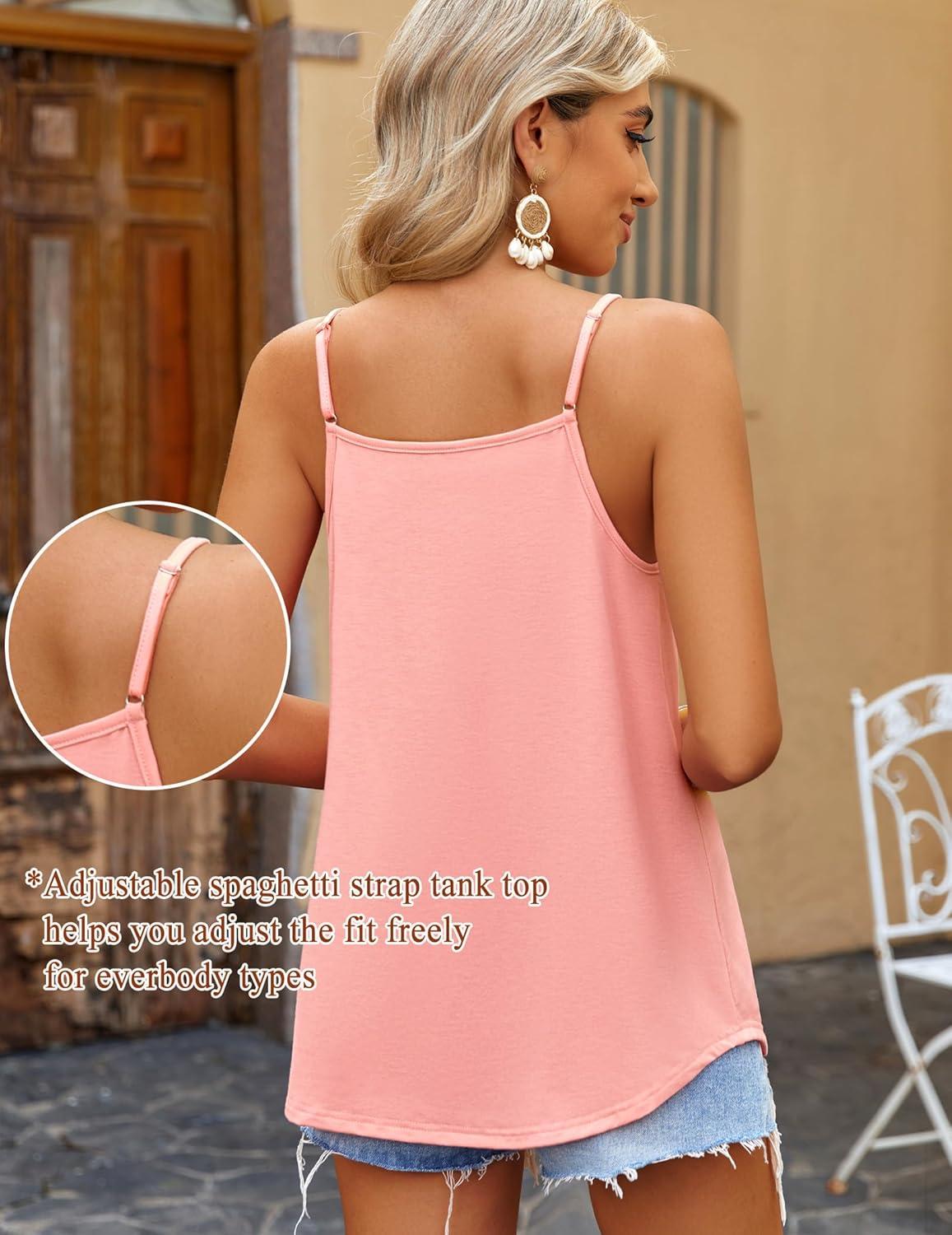 imageZeagoo Womens Tank Tops Sleeveless Spaghetti Strap Halter Top Flowy Summer Beach Outfits 2026Coral