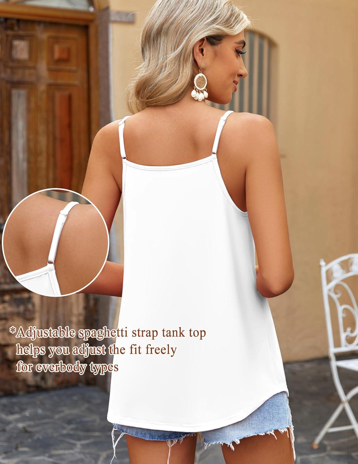 imageZeagoo Womens Tank Tops Sleeveless Spaghetti Strap Halter Top Flowy Summer Beach Outfits 2026White