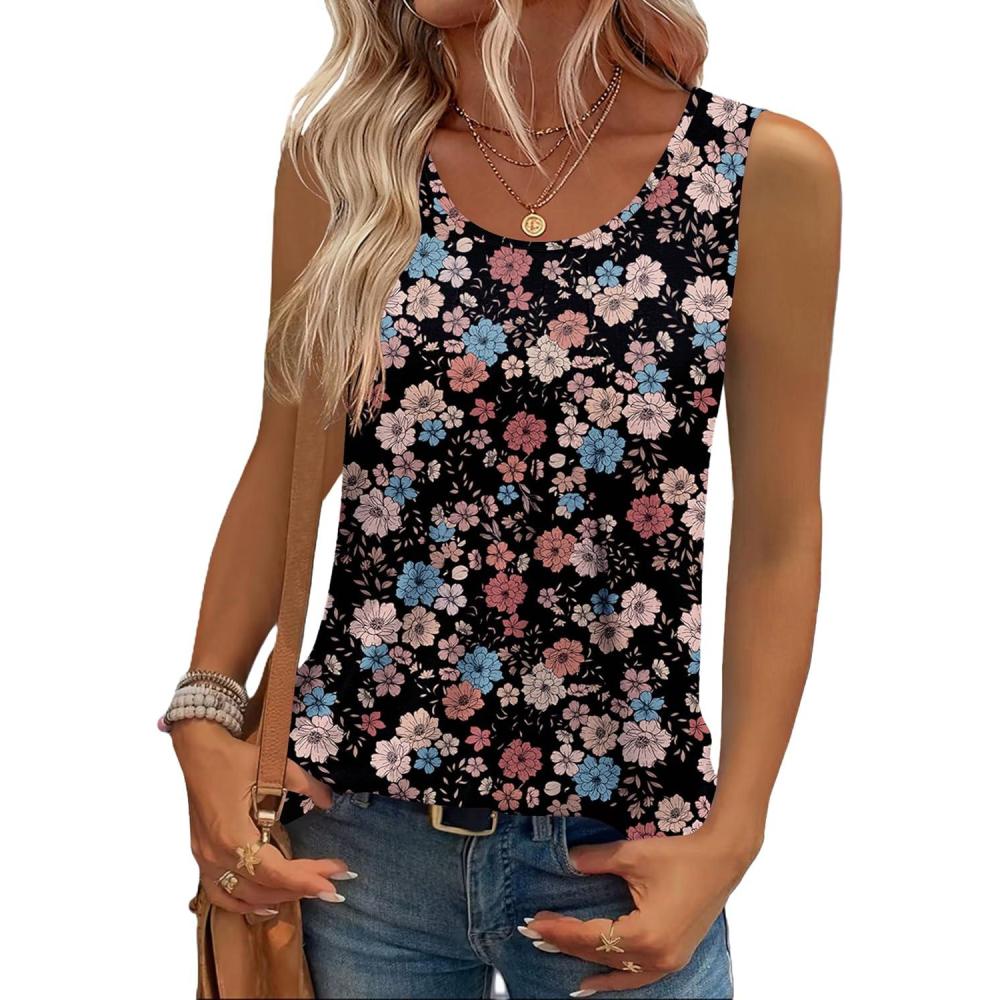 imageZeagoo Womens Tank Tops Sleeveless Pleated Crew Neck Summer Tunic Tops Dressy Loose Fit Business Casual Blouses 2026Sf245