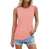 Zeagoo Beach Vacation Clothes for Women Pleated High Neck Flowy Sleeveless Tank Tops Summer Loose Fit Tunic Blouses(Pink)