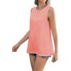 Zeagoo Beach Vacation Clothes for Women Pleated High Neck Flowy Sleeveless Tank Tops Summer Loose Fit Tunic Blouses(Pink)
