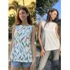 Zeagoo Beach Vacation Clothes for Women Pleated High Neck Flowy Sleeveless Tank Tops Summer Loose Fit Tunic Blouses(Pink)