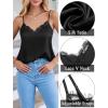 Zeagoo Camisole Tops for Women Slik Satin Spaghetti Strap Tank Top Lace V Neck Cami 2 PCS(Black+green)