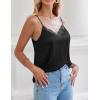Zeagoo Camisole Tops for Women Slik Satin Spaghetti Strap Tank Top Lace V Neck Cami 2 PCS(Black+green)